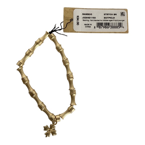 Patricia Nash Egyptian Gold Tone Bamboo Link Stretch Bracelet - Picture 4 of 10